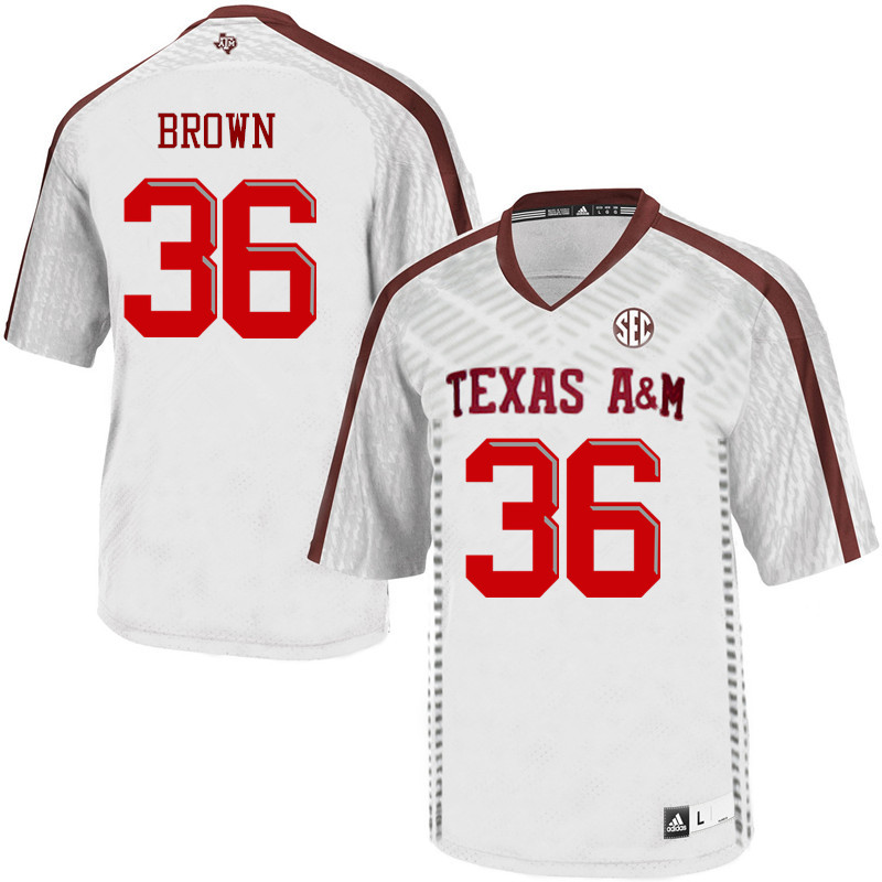 Men #36 Ke'Shun Brown Texas A&M Aggies College Football Jerseys Sale-White - Click Image to Close